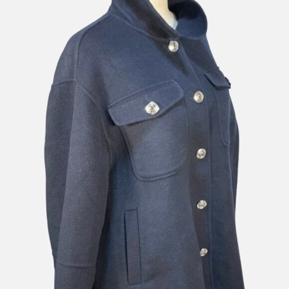 Tommy Hilfiger ICONS Wool Blend Navy Silver Crest Buttons Shacket Jacket (SZ 46) - Picture 10 of 16